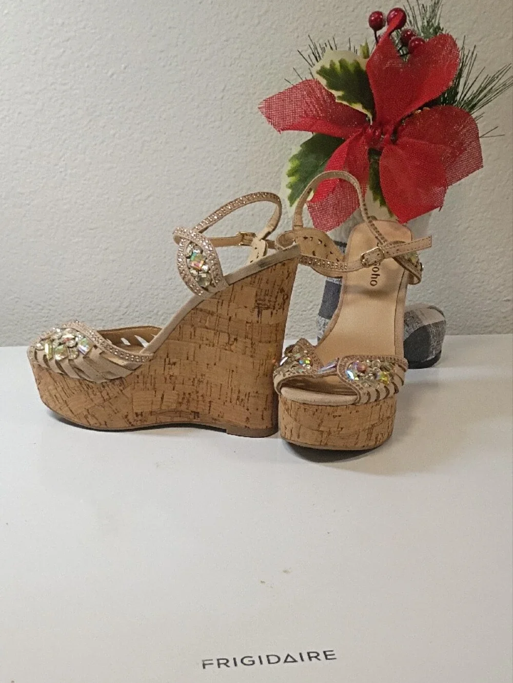 Zigi Soho Gold Crystal Cork Platform Sandals